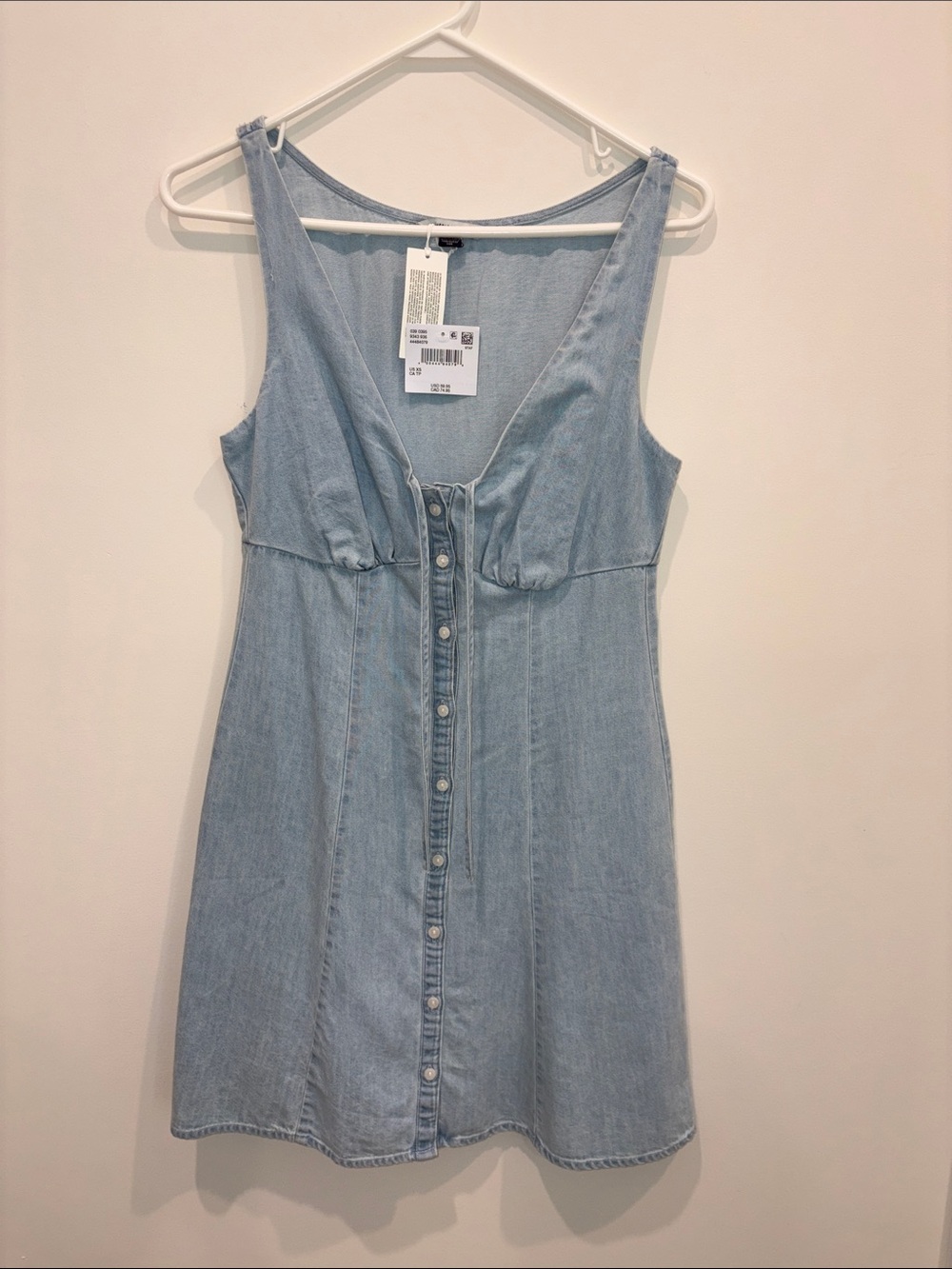 American Eagle Outfitters Light Blue Denim Button-Down Mini Dress